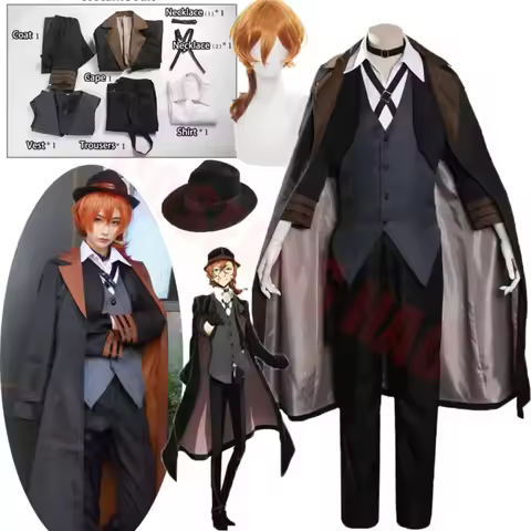 Anime Stray Dogs Clothes Nakahara Chuuya Cosplay Costume Bungou Wigs Hat Glove Jacket Pants Female C
