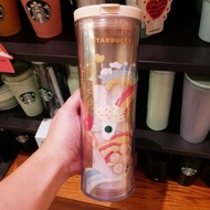 ORIGINAL Starbucks Summer Joy Of Connection Rainbow Heart Love In Connecting Venti 20oz 591ml Bottle Water Straw Tumbler