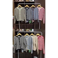 VLD STRIPE CARDI GOLD BUTTON