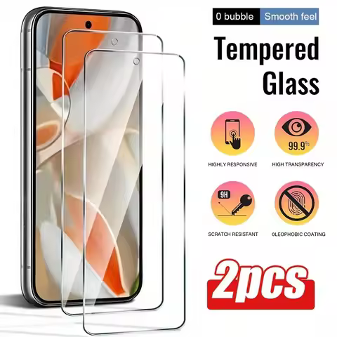2Pcs Full Cover Screen Protector Suitable for Google Pixel 9 Pro XL 8 8A 7 7A 6 6A Tempered Glass Fo