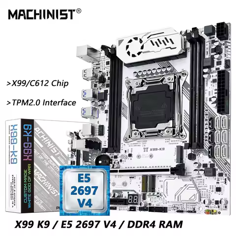 MACHINIST X99 K9 Motherboard Combo LGA 2011-3 Xeon E5 2697 V4/E5 2680 V4 CPU C612 Chip DDR4 RAM TPM2