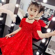 ALENA Drees For Girl Girls Dress Summer New Little Girl Chiffon Baby Floral Skirt Big Boy Princess D