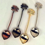 10.cm Vintage Royal Style Coconut Tree Tea Coffee Spoon Ice Cream Small Decoration Zine Alloy For Bar Party
