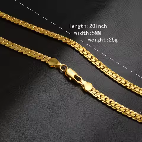 Luxury 24K 9999 Pure Gold real gold Men's and Women's 5mm Side Chain Necklace