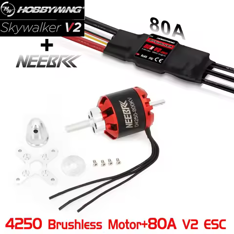 4250 800KV 600KV 3-7S Outrunner Brushless Motor w/ Hobbywing Skywalker V2 80A ESC for RC FPV Fixed W
