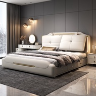 Italian Genuine Leather Bed Owner Bed Bed Standard Double Bed Frame Leather Bed Storage Lift Bed Sof