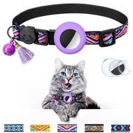 New Style Airtag Pet Collar Geometric Pattern Airtag Cat Collar with Bell and Tassel Kitten Collar