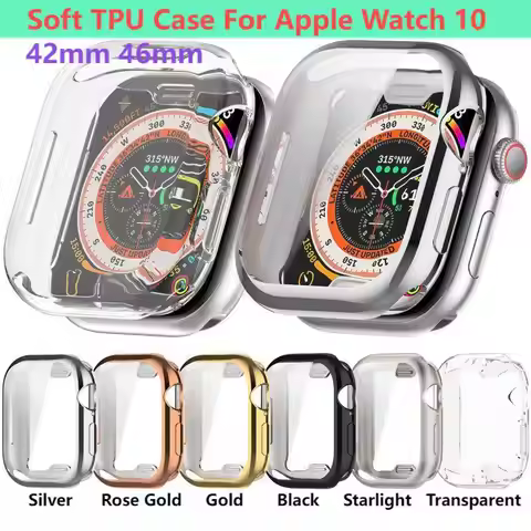 TPU Plating Case For Apple Watch Series 10 Samrt Strap Full Bumper Protective Cover For Iwatch S10 A