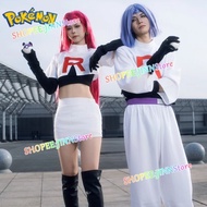 -JINN-POKEMON Cosplay Costume Team Rocket JESSIE JAMES Cosplay Costume Wig Halloween Role Play Dress