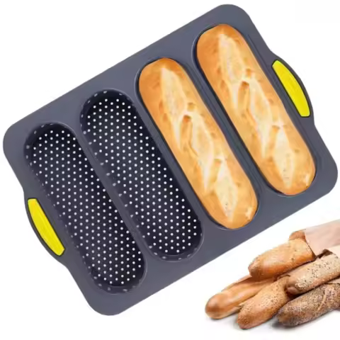 4 Grids Silicone Cake Mold Bread Baking Mold Bread Pan Baguette Baking Tray No Stick Loaf Pan Bread 