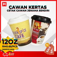 Custom Made Paper Cup 12oz Print Cawan Kertas 8oz 1000pcs MOQ