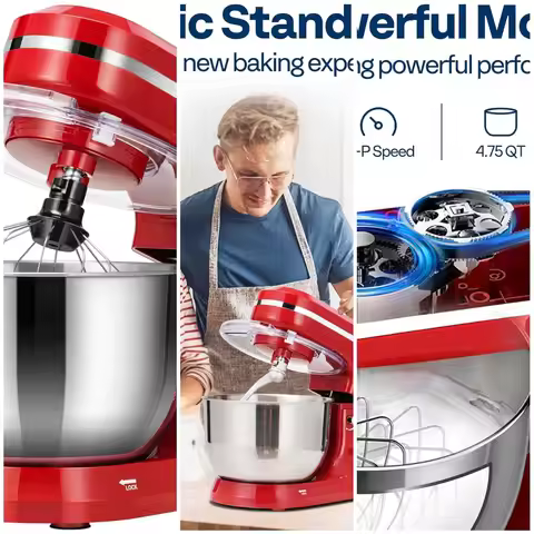 4.75 Quart Stand Mixer, 8 Speed Kitchen Electric Food Mixer, Household Stand Mixer for Baking, Cake