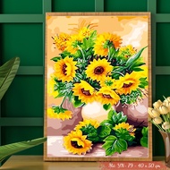 Digitized Oil Painting Color By Number Flower Pattern - YN79 With Acrylic Color Size 40x50cm