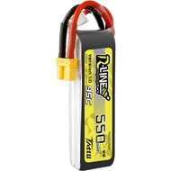 TATTU R-Line 550mAh 7.4V 95C 2S Pek Bateri Lipo dengan Palam XT30 untuk FPV Racing Quadcopter