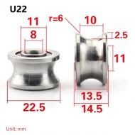 U22 T22 Groove Round Bottom Track Pulley Sliding Roller Bearing 8x22.5x14.5mm For Linear Motion Syst