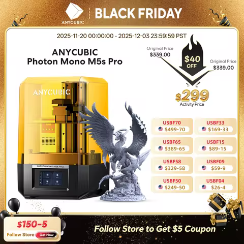 ANYCUBIC Photon Mono M5s Pro 10.1'' 14K High Speed SLA LCD Resin 3D Printer Leveling Free 150mm/h Pr
