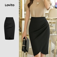 Lovito Elegant Plain Pleated Skirt for Women L133ED603