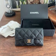 Chanel classic vintage black gold leather card holder coins case wallet bag經典中古復古黑色香奈兒小香真皮黑金零錢包卡片套鎖匙包銀包#950