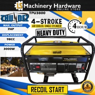 THUNDEZ 3000W/3.0KW 4-STROKE PORTABLE PETROL GENERATOR TPU3800 WITH 7HP ENGINE - 6 MONTHS LOCAL WARR