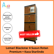 AUFA SURABAYA Lemari Blackstar 4 Susun Rotan Premium + Kaca Starlindo / lemari plastik tabita 4 susu