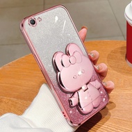 Phone Back Case For Oppo A59 Oppo F1s Luxury Gradient Glitter Makeup Mirror Rabbit Folding Stand Sof