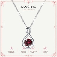 FANCIME "Infinite Embrace" January Birthstone Garnet Infinity Symbol Sterling Silver Pendant Necklac