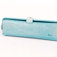 MOOS 美式復古 醫生口金包設計 的 皮革筆盒 (粉藍刷蠟)