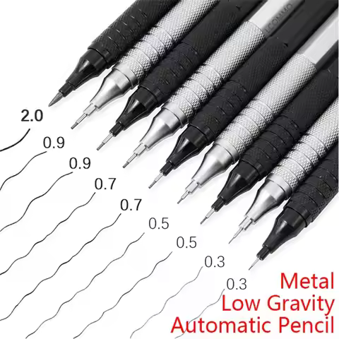 Professional Metal Mechanical Pencil Stationery Low Gravity Automatic Pencil 0.3/0.5/0.7/0.9/2.0mm P