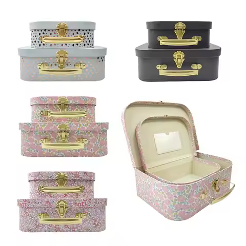 2Pcs Gift Box Multi-functional Jewelry Gift Storage Suitcase Stackable Paper Gift Packing Box Weddin