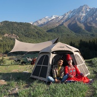 Camping 4 person Pop Up Tent 2 Door Outdoor camping tent waterproof Auto Tent Black coating Anti-UV 