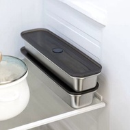 日本霜山 304不鏽鋼長形保鮮盒/麵條保存盒-900ml-3入