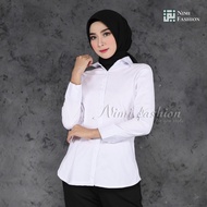 Kemeja Putih Polos Wanita / Baju Kerja Kantor Wanita Jumbo / Kemeja