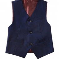 Young Boy Suit Vest Formal Waistcoat Vest With Pockets Adjustable Back Strap Vest For Wedding Piano 