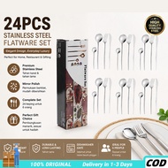 DriveNovo 24 Pcs Cutlery Set Dinner Spoon Fork Set Hadiah Kahwin untuk Pengantin Baru Hadiah Kawin W