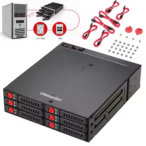 OImaster 6 Bays Hard Drive Mobile Backplane with Cooling Fan Support 2.5'' SATA HDD SSD 6Gbps Hot-sw