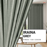 Iraina - Langsir 80% Blackout 3D Hit Press Amboss Corak Warna Grey ReadyStock Tirai Tingkap, Sliding