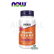 Now Foods Vitamin D-3 & K-2  1,000 IU/45 mcg , D3 + K2 , 120Veg Capsules