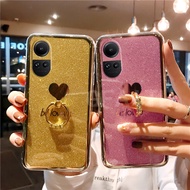 Phone Case OPPO Reno 10 Pro International Version Reno10 Pro+ 5G 2023 New Style Luxury with Ring Holder Bling Plating Hard Case Be Loved Casing Oppo Reno10Pro Plus