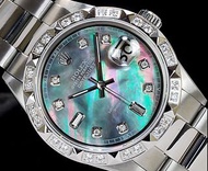 黑殼勞力士 Datejust 36mm 8 + 2P 天然鑽石 Ref.1601 藍寶石玻璃 Windshield OH Finished 男士