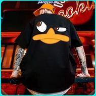 baju oversize lelaki M-8XL t shirt lelaki American Cartoon duck Printed T-Shirt Casual Short Sleeve 