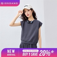 GIORDANO Women T-Shirts 100% Cotton Terry Lining Cap Sleeve Summer Sweat Tee Crewneck Simple Fashion