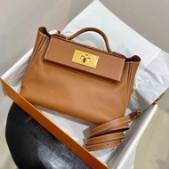 Jhgh Yuan Bag Customized 2424 Kelly Bag mini First Layer Cowhide Dumpling Bag Wing Bag Crossbody Sho