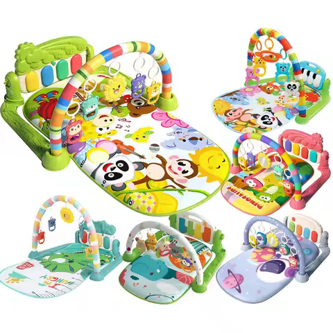 Baby Fitness Stand Music Play Gym Activity Toys Newborn Piano Crawling Blanket Pedal Game Pad Early 
