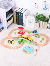 Leku Wooden Train Track Simple Set Children's Toys Compatible with Brio Mitu Leku Track Building Blocks