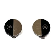 正品 CHANEL 香奈兒 雙色耳環 銀色 黑色 00A 二手