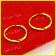 【hot sale】 Saudi Gold 18k Pawnable Legit Earrings Female 2.3 cm Wide Glossy Earrings Jewelry Gold E