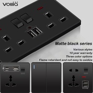 VOLLIA Rimless 13amp Electric Wall Sockets and Switches 1/2/3/4 Gang 1/2 Way International Modern Li