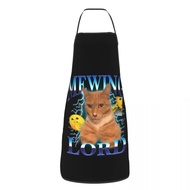 Custom Mewing Lord  Apron for Women Men Funny Cat Mewing Meme Adult Unisex Chef Bib Tablier Cuisine 