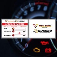 VOLTRIC ENGINE OIL - SERVICE MILEAGE STICKER / REMINDER / GENERAL USE / HIGH QUALITY