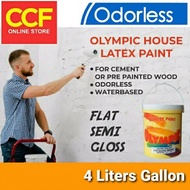 Olympic Latex Paint House Paint Gloss , Semi , Flat Odorless White 4 Liter / 1 Gallon